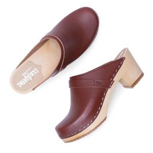 Sandgrens Dublin Cognac High Heel Clogs Made in Sweden— Size 38 (US 8)
